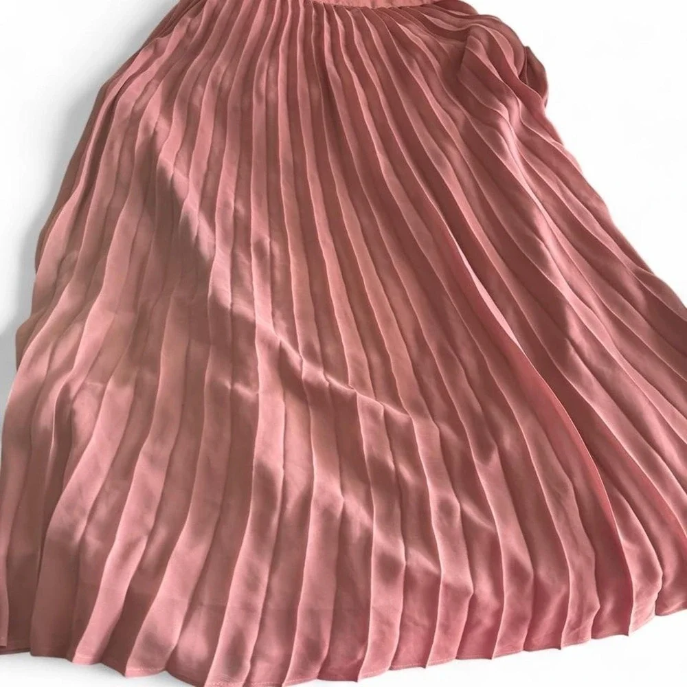 Elegant blush pink pleated maxi skirt SIZE XL